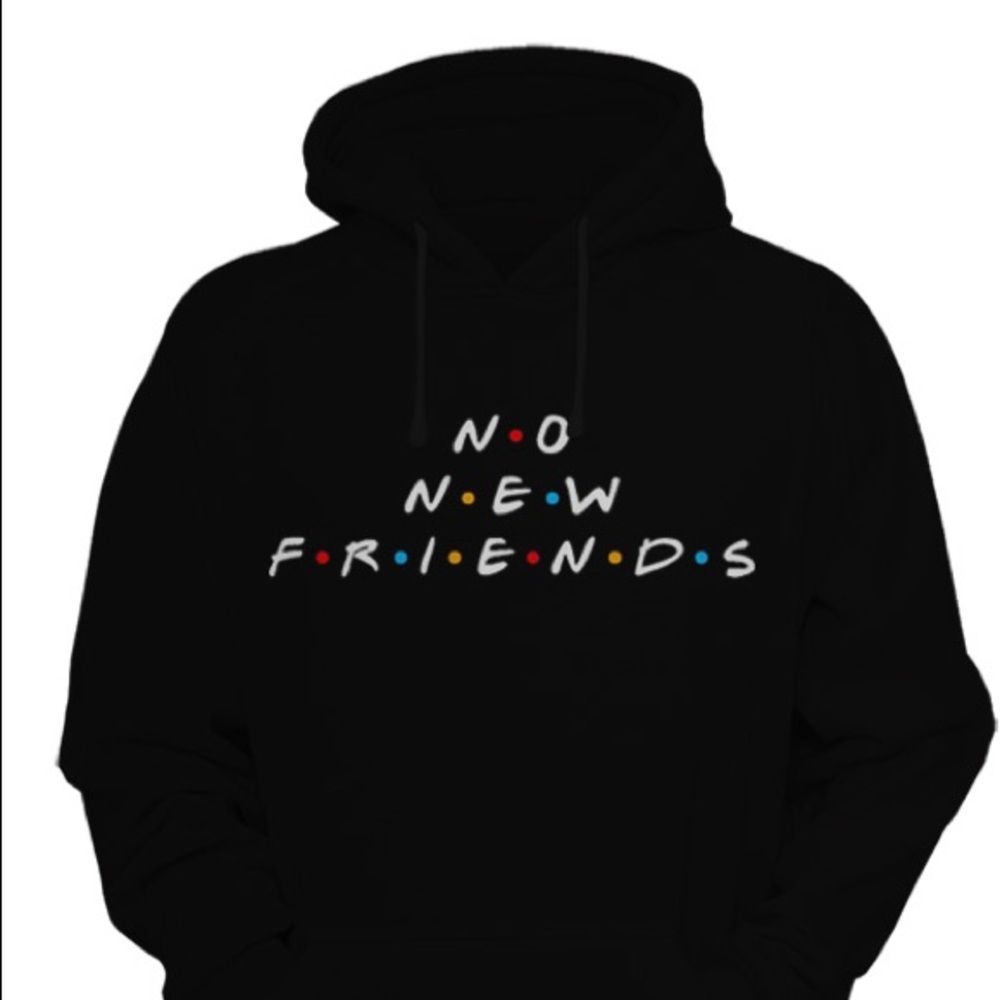 FRANCHISE “NO NEW FRIENDS” Black Hoodie Size Small
